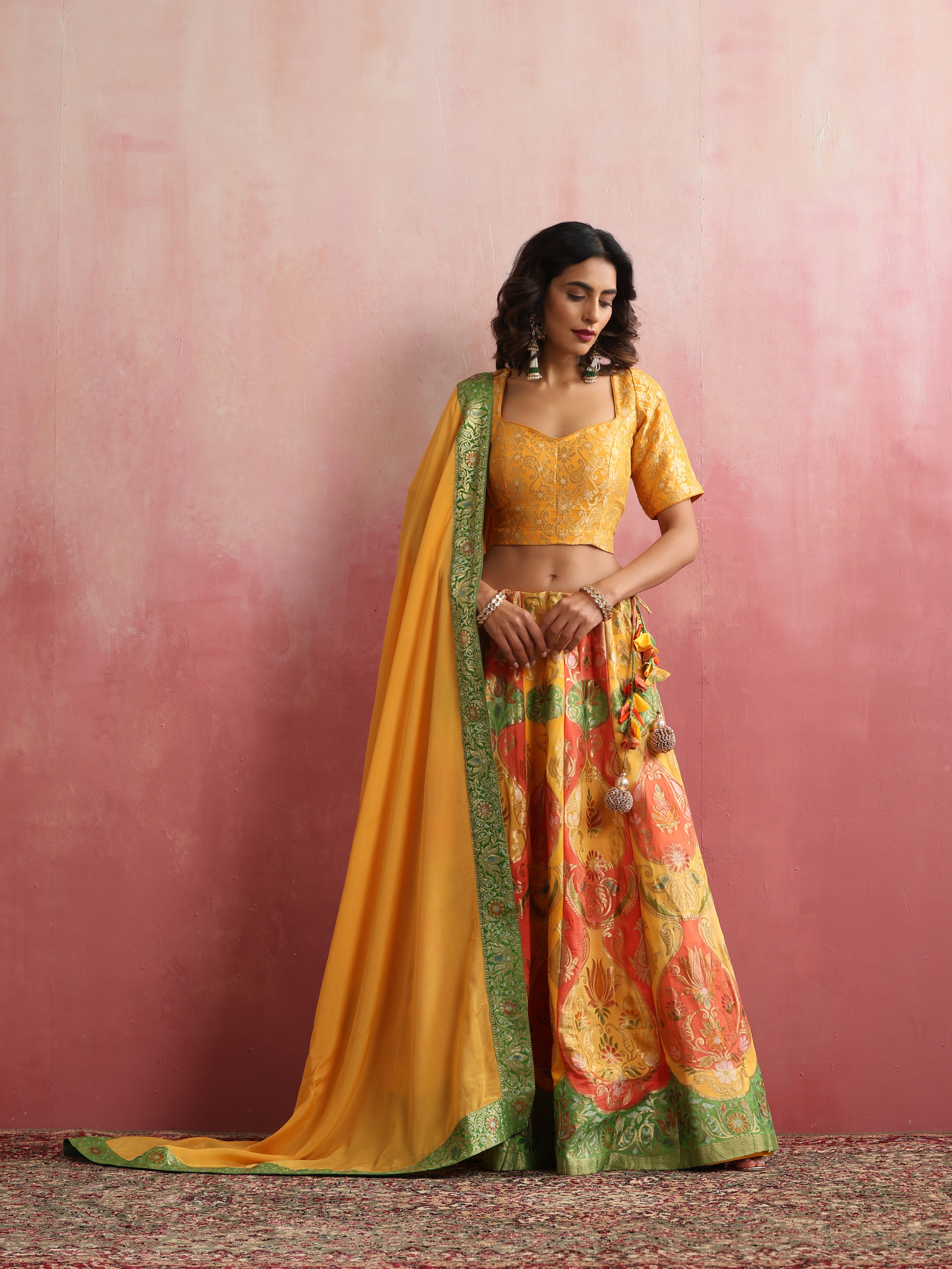 Banarasi Georgette Kalidar Stitched Lehenga Set