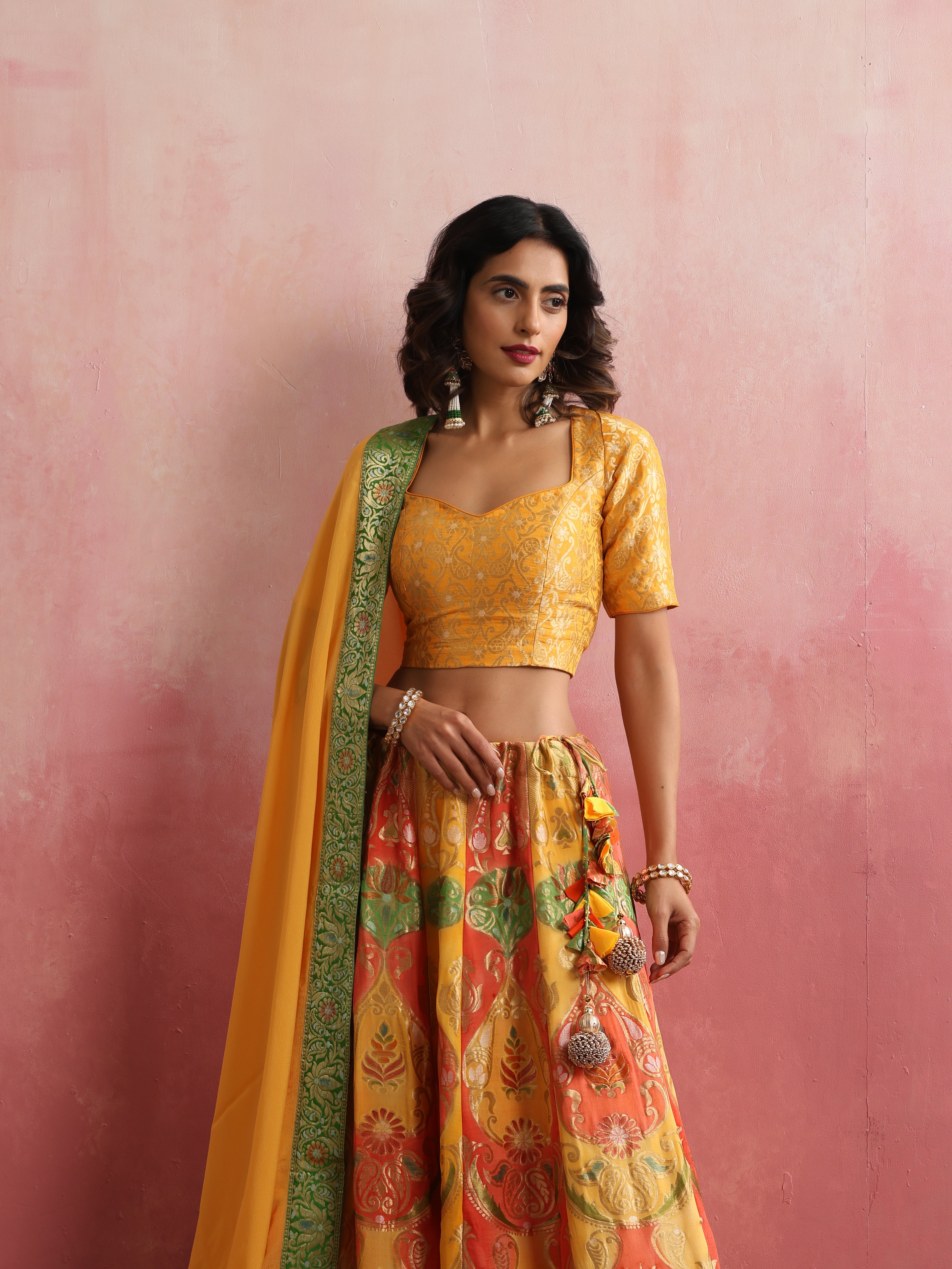 Banarasi Georgette Kalidar Stitched Lehenga Set