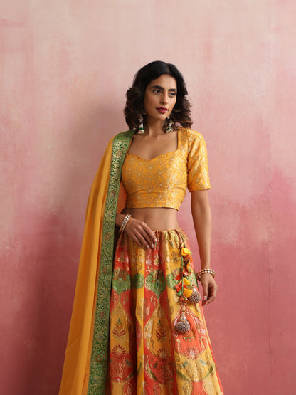 Banarasi Georgette Kalidar Stitched Lehenga Set