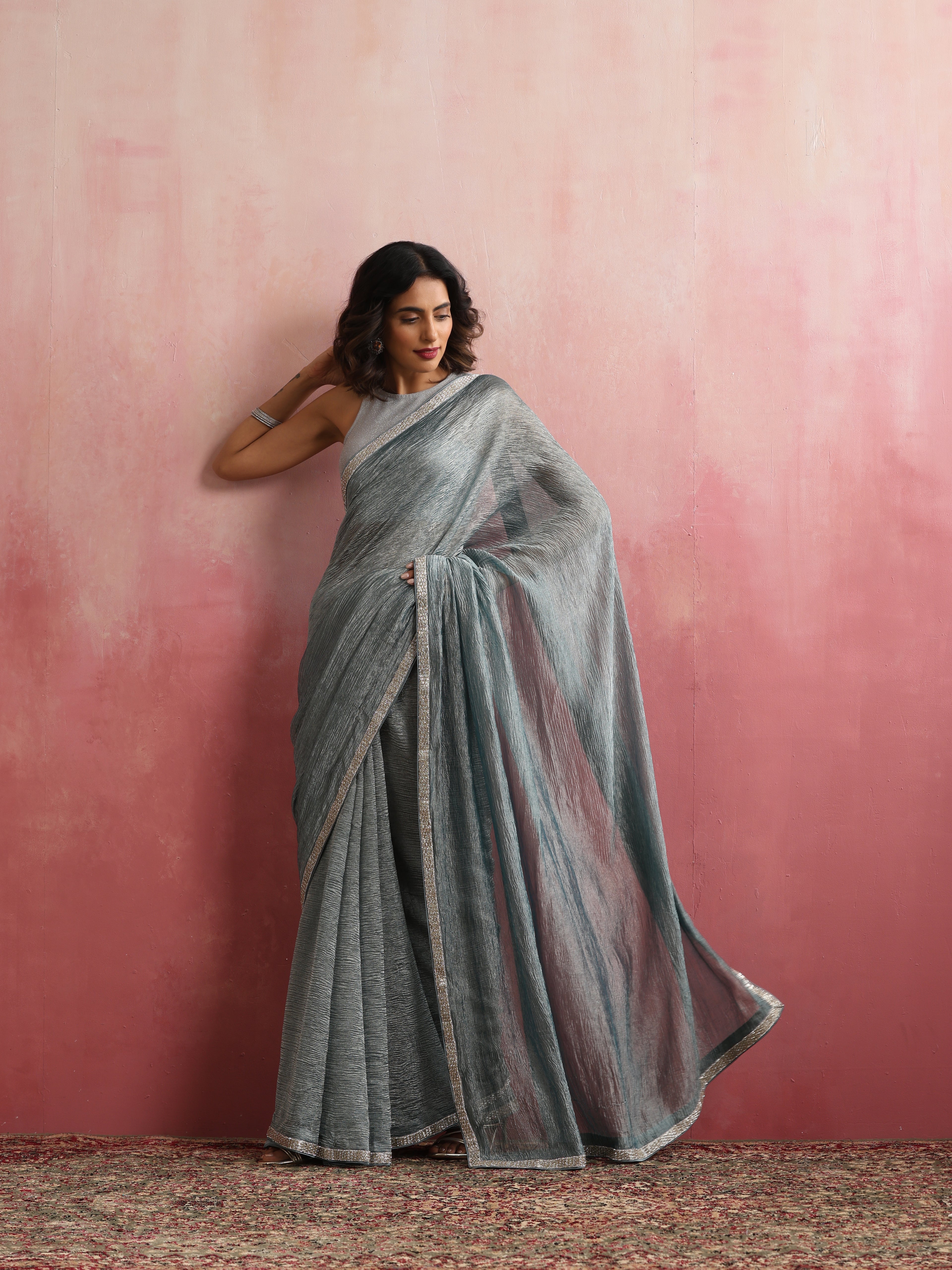 Banarasi Crush Tissue Silk Saree with Border