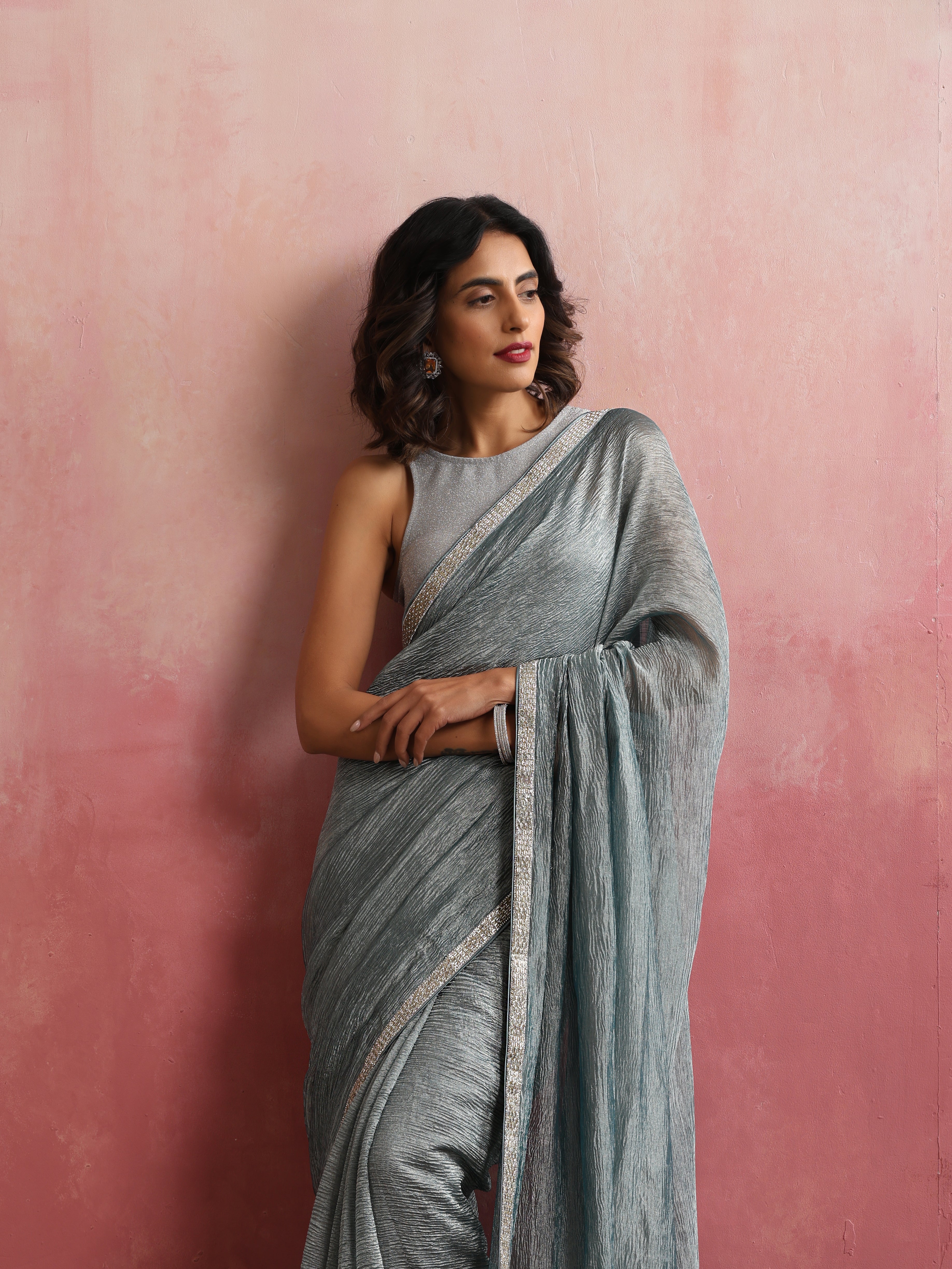 Banarasi Crush Tissue Silk Saree with Border