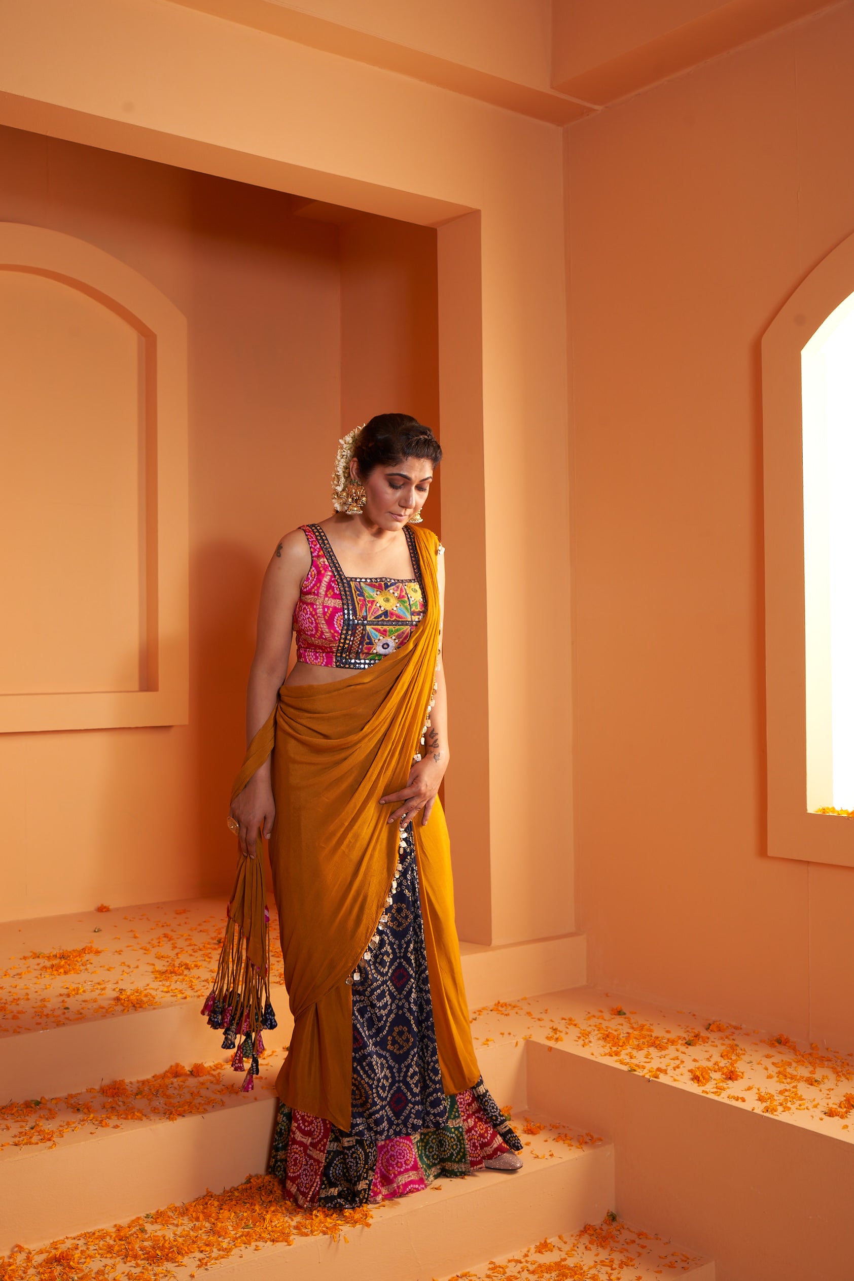 Buy Wine Chiffon Saree With Round And Oval Stone Embellished Motifs Online  at Soch India