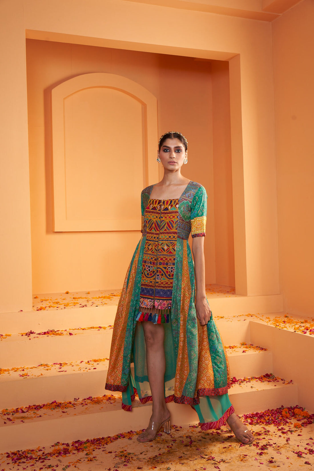 Patola Print Viscose Georgette Stitched Dress