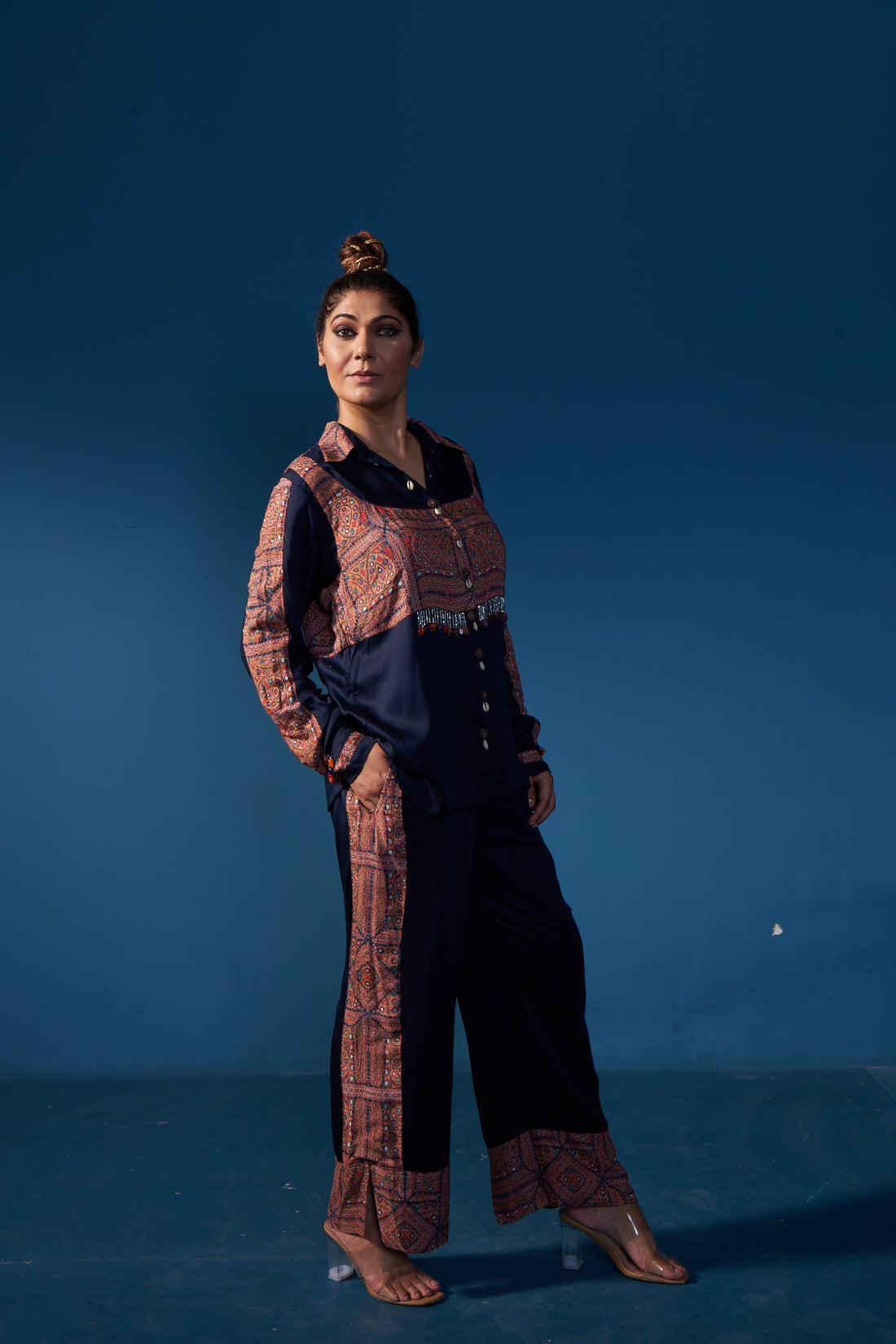 Glazed Cotton Modal Silk Stitched Coord Set