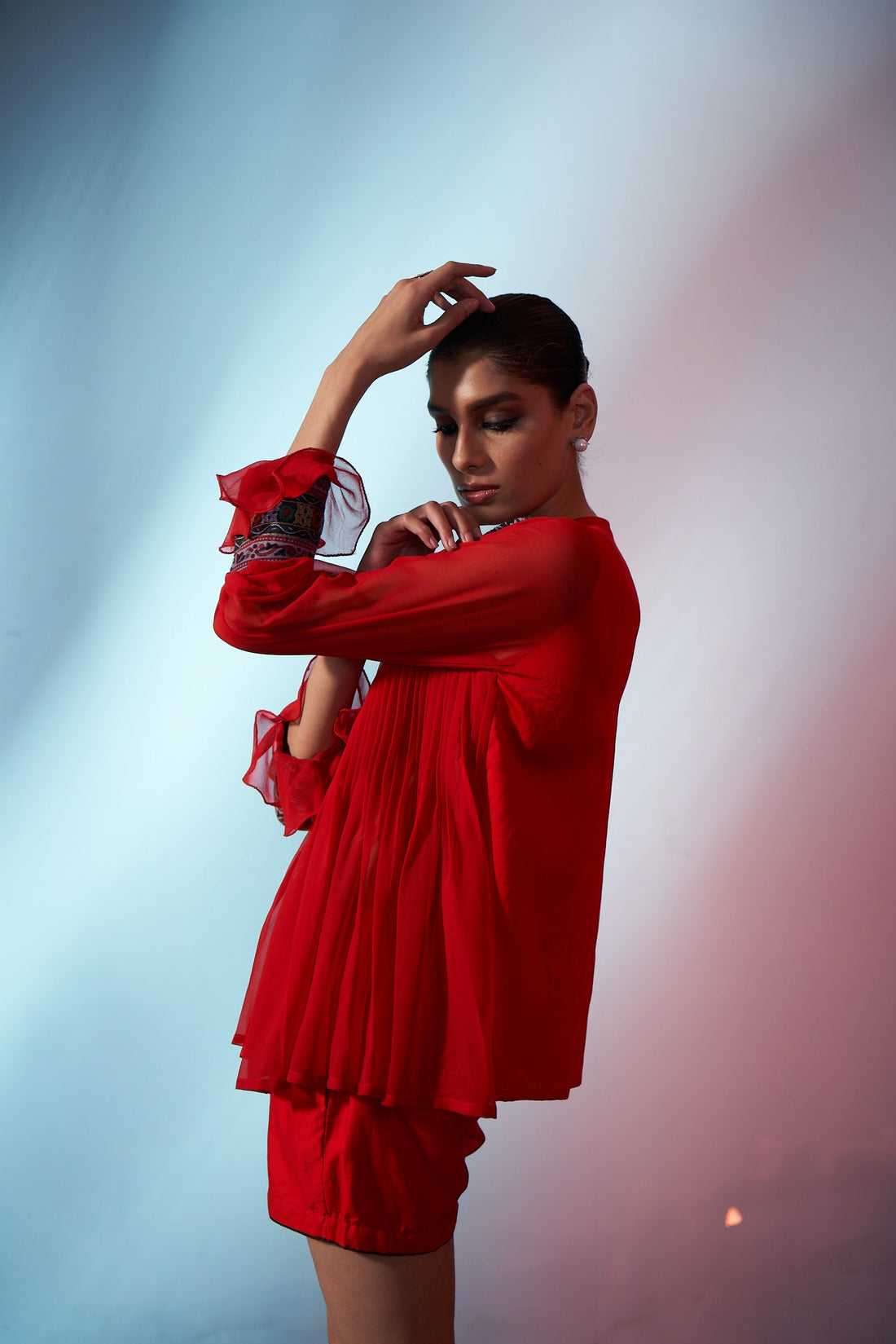 Viscose Georgette Stitched Coord Set with Kutch Work