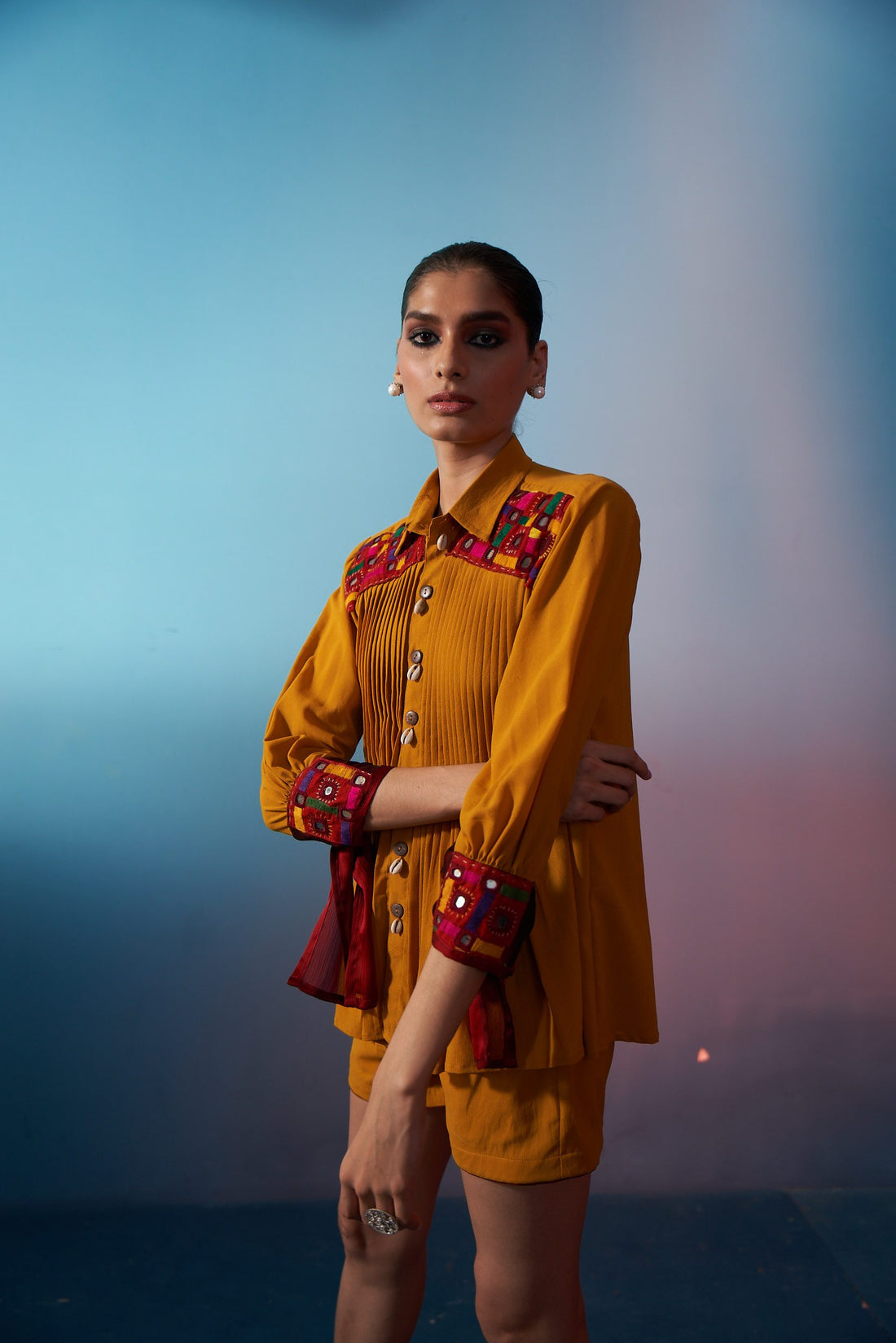 Viscose Georgette Stitched Coord Set with Kutch Work