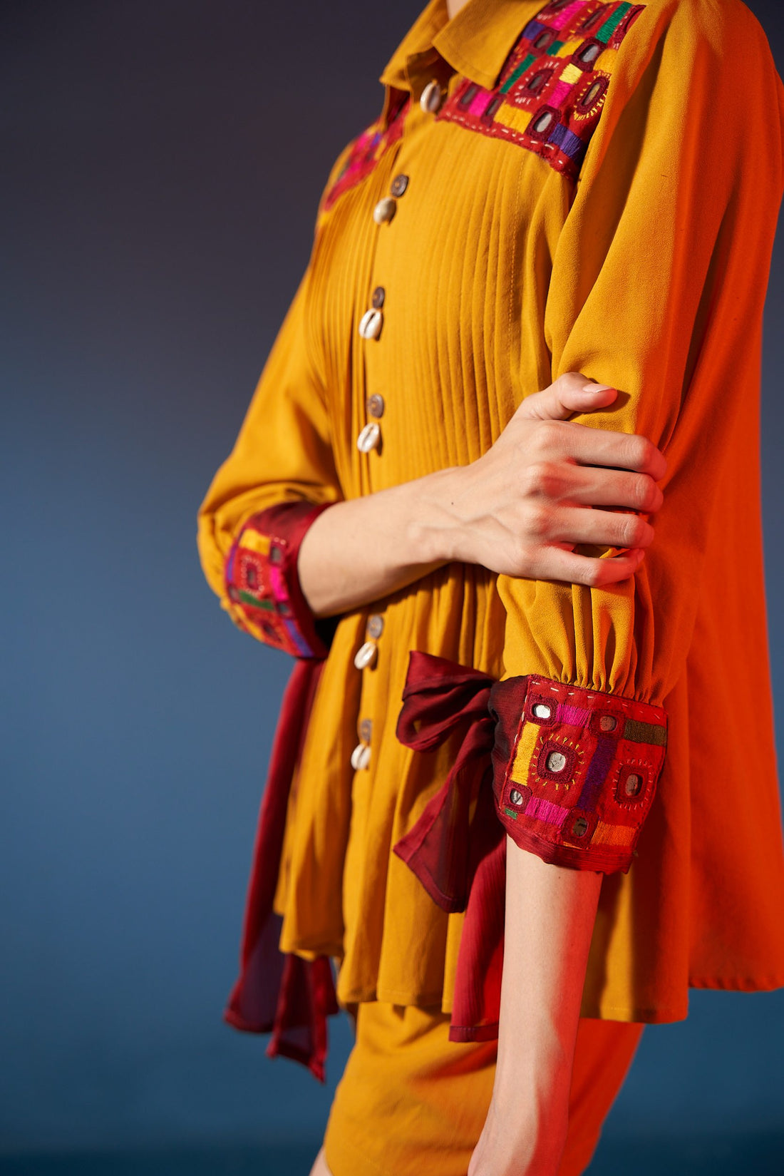 Viscose Georgette Stitched Coord Set with Kutch Work