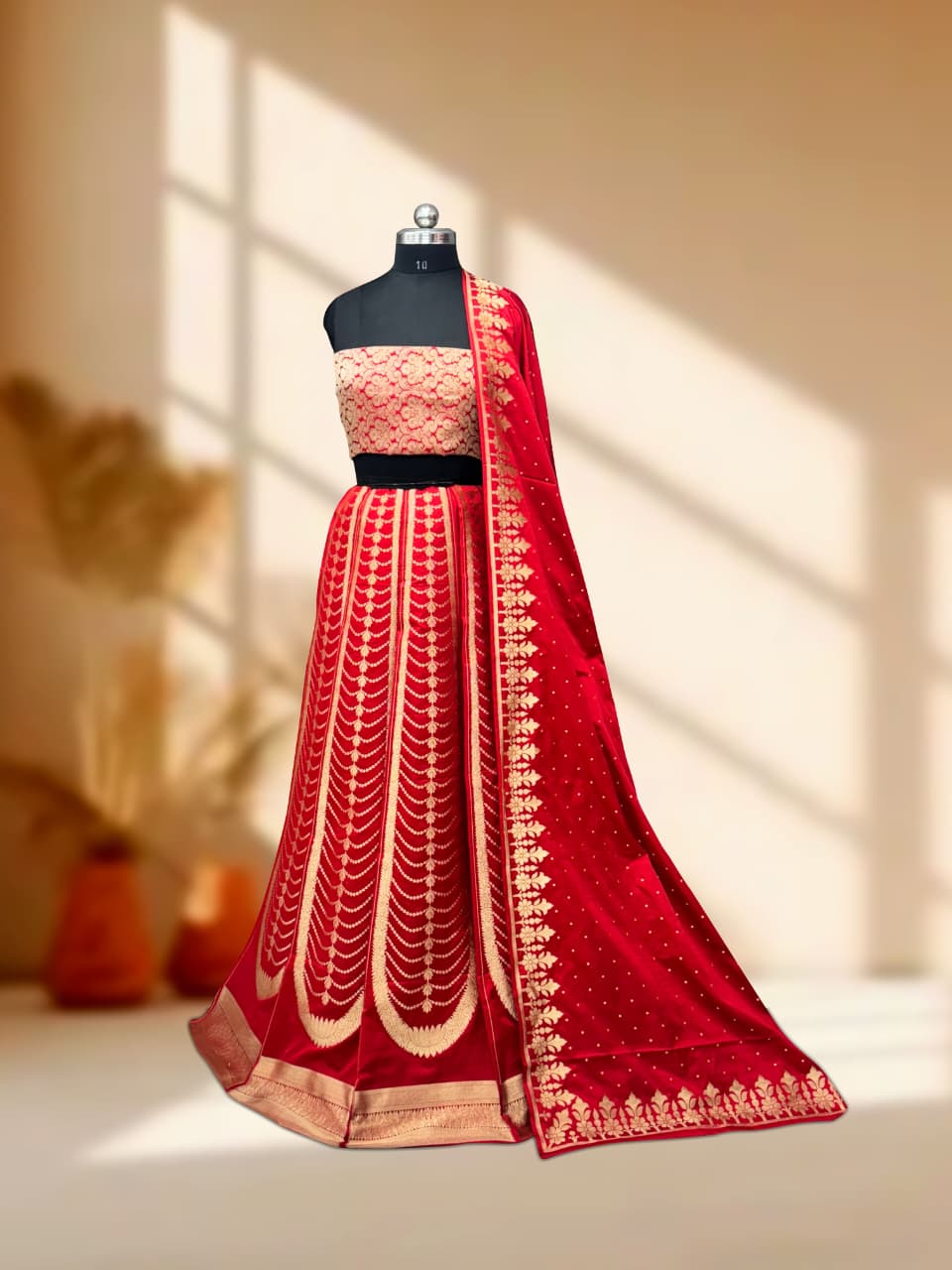 Handloom Banarasi Katan Silk Kalidar Nazneen Lehenga
