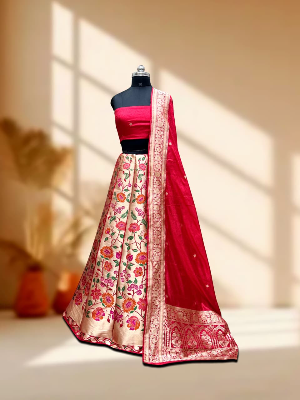 Handloom Banarasi Katan Silk Kalidar Zareen Lehenga