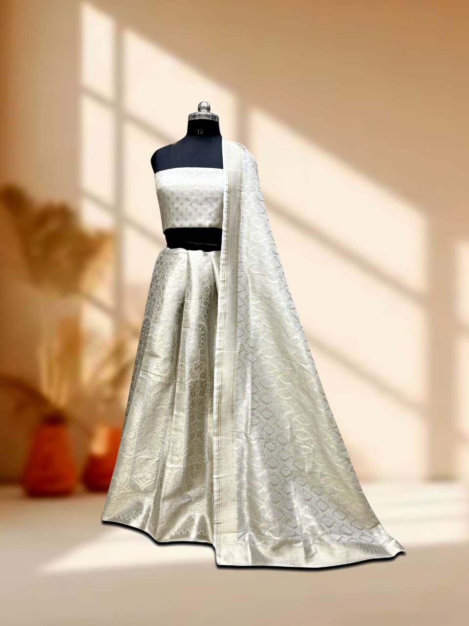 Handloom Banarasi Katan Silk Kalidar Safara Lehenga