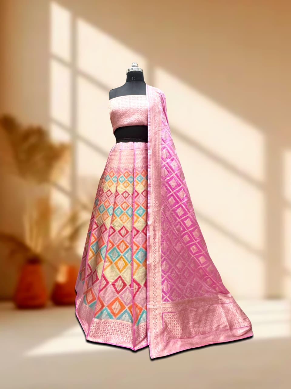 Handloom Banarasi Katan Silk Kalidar Rangkat Lehenga