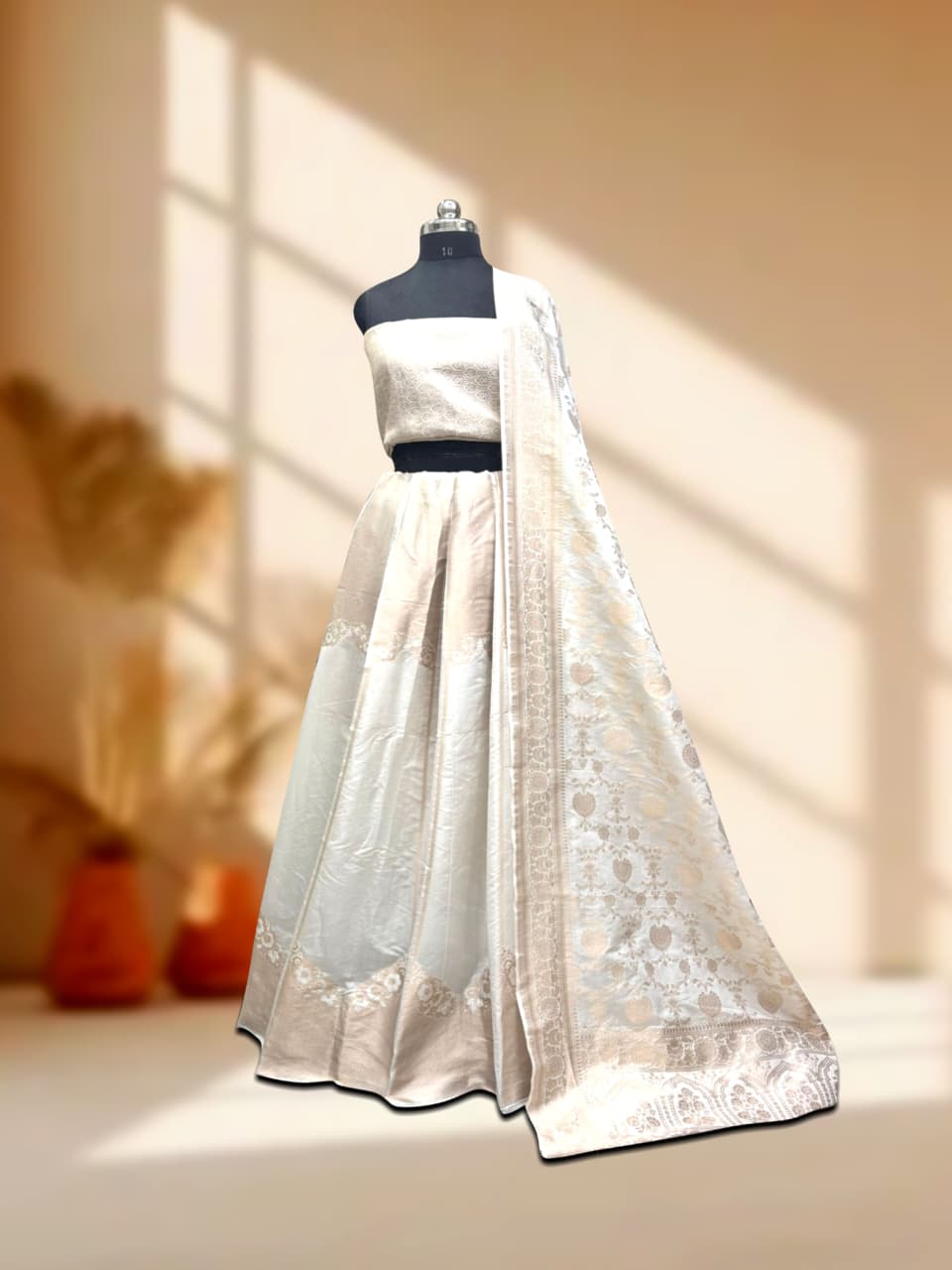 Handloom Banarasi Katan Silk Kalidar Abeer Lehenga