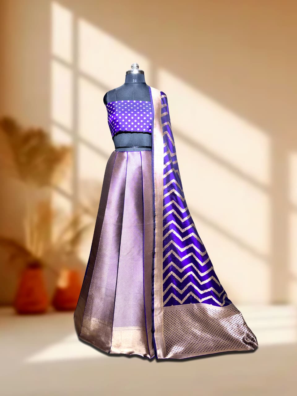 Handloom Banarasi Katan Silk Kalidar Nafees Lehenga