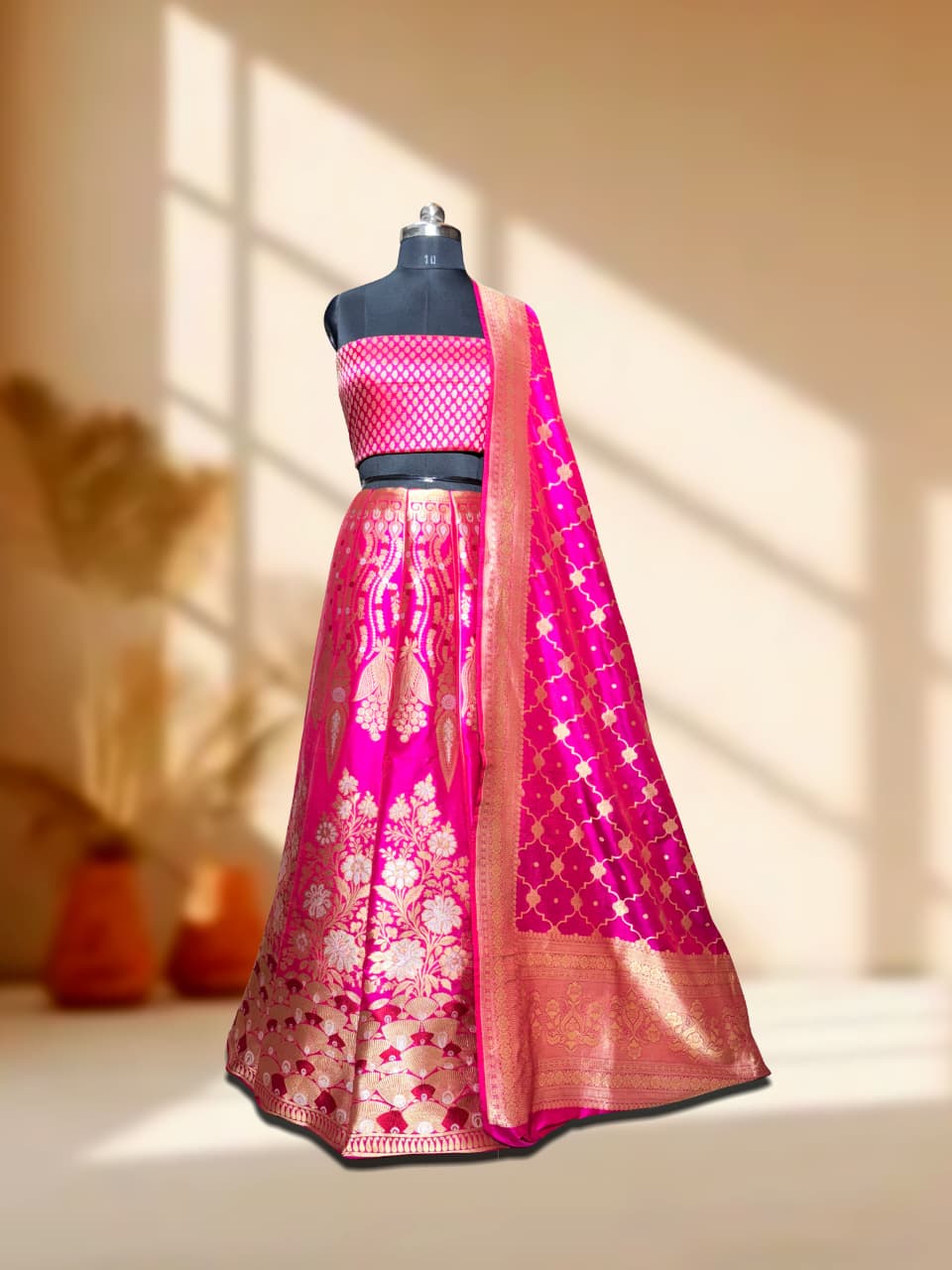 Handloom Banarasi Katan Silk Kalidar Nariza Lehenga