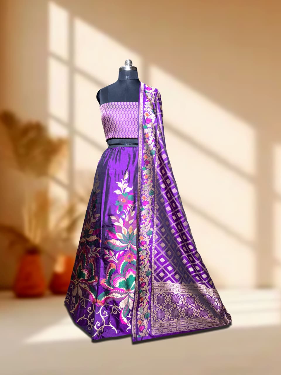 Handloom Banarasi Katan Silk Kalidar Firda Lehenga