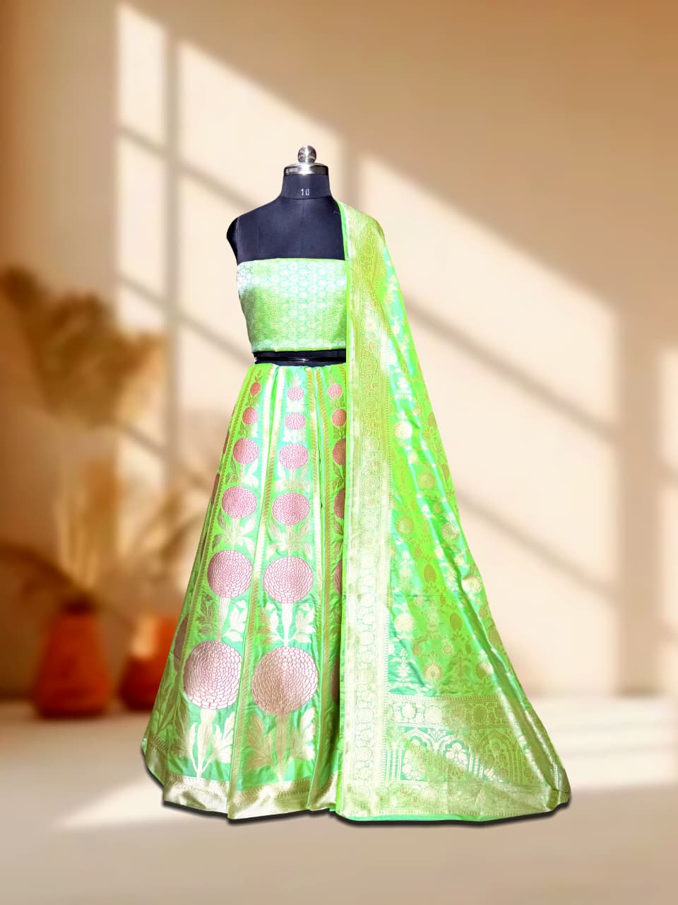 Handloom Banarasi Katan Silk Kalidar Mahrooh Lehenga