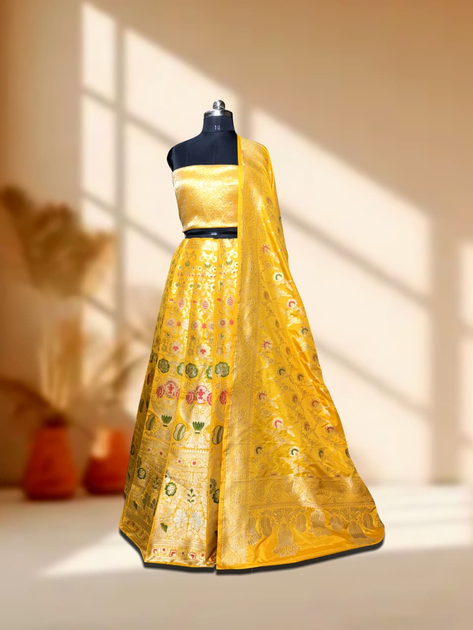 Handloom Banarasi Katan Silk Kalidar Bahaar Lehenga