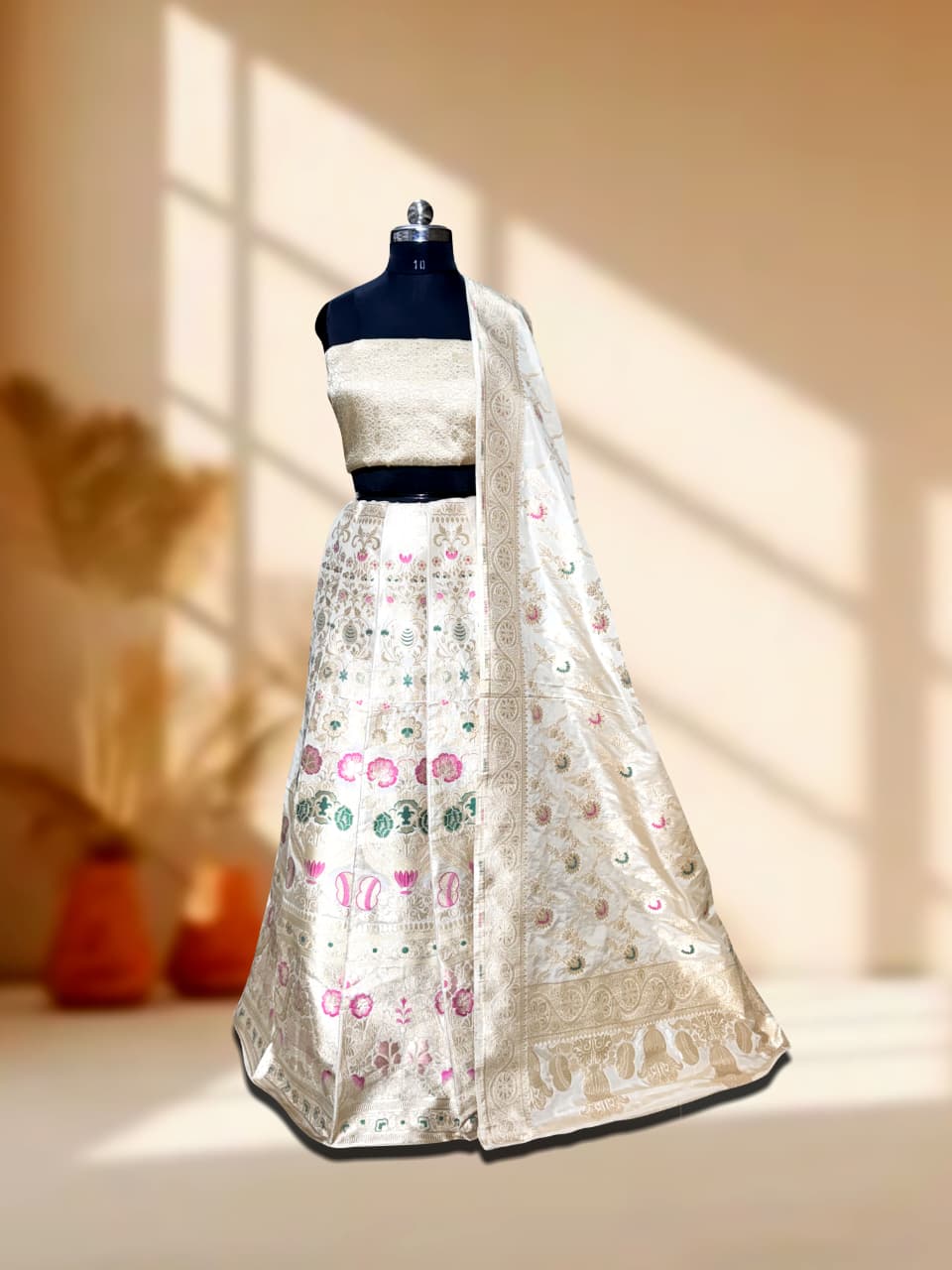 Handloom Banarasi Katan Silk Kalidar Bahaar Lehenga