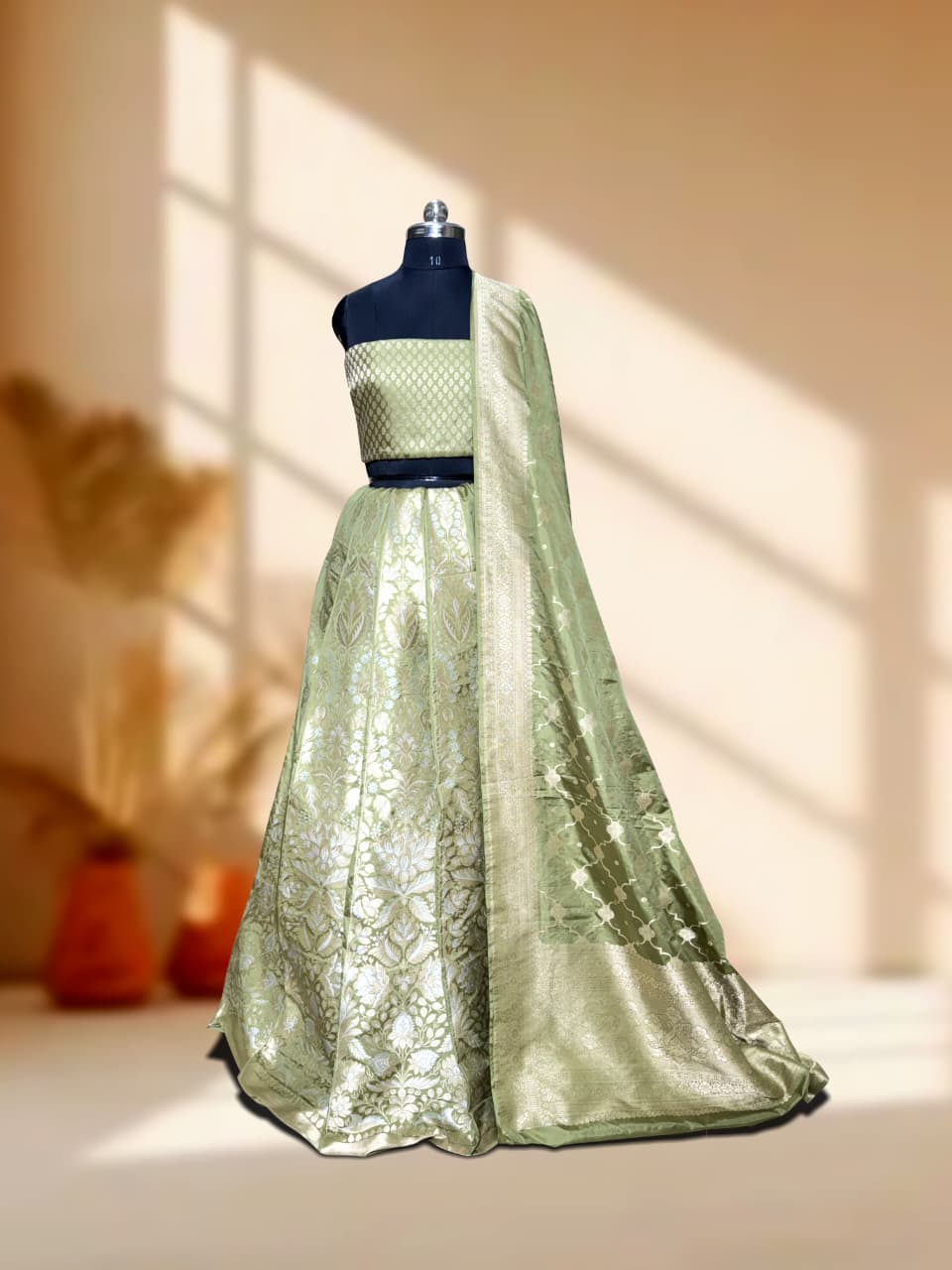 Handloom Banarasi Katan Silk Kalidar Zarisha Lehenga