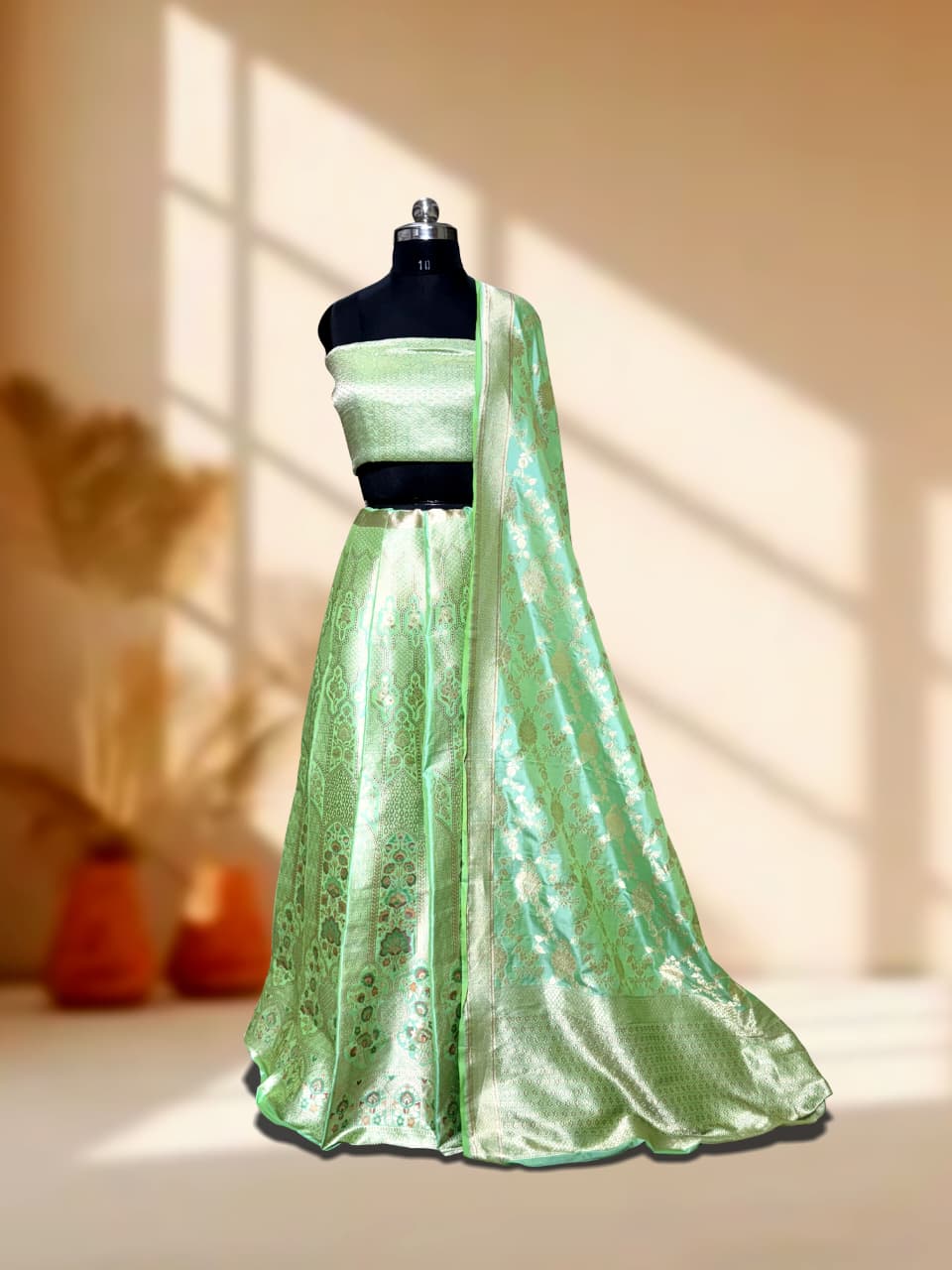 Handloom Banarasi Katan Silk Kalidar Lehenga