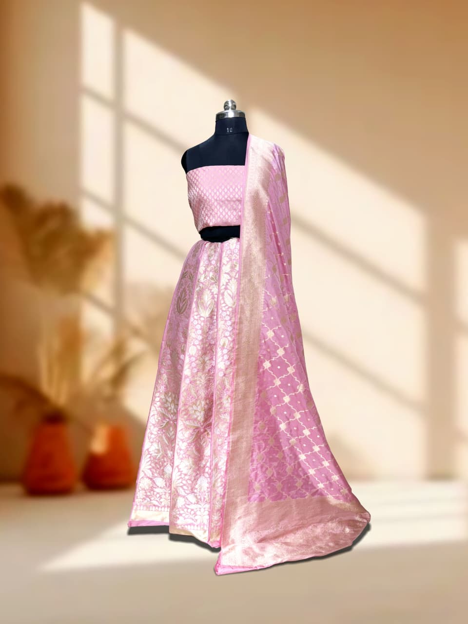 Handloom Banarasi Katan Silk Kalidar Lehenga