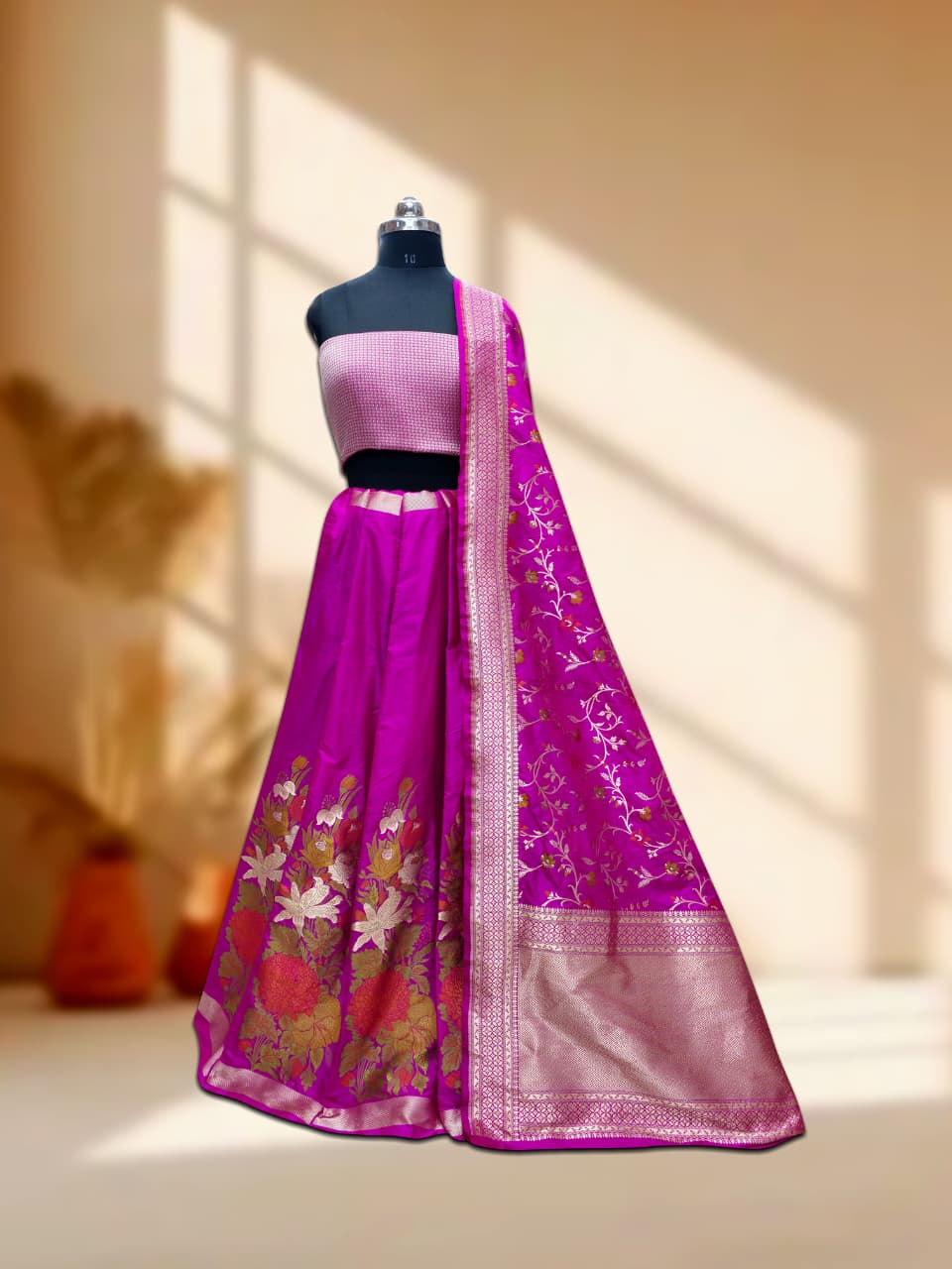Handloom Banarasi Katan Silk Kalidar Lehenga