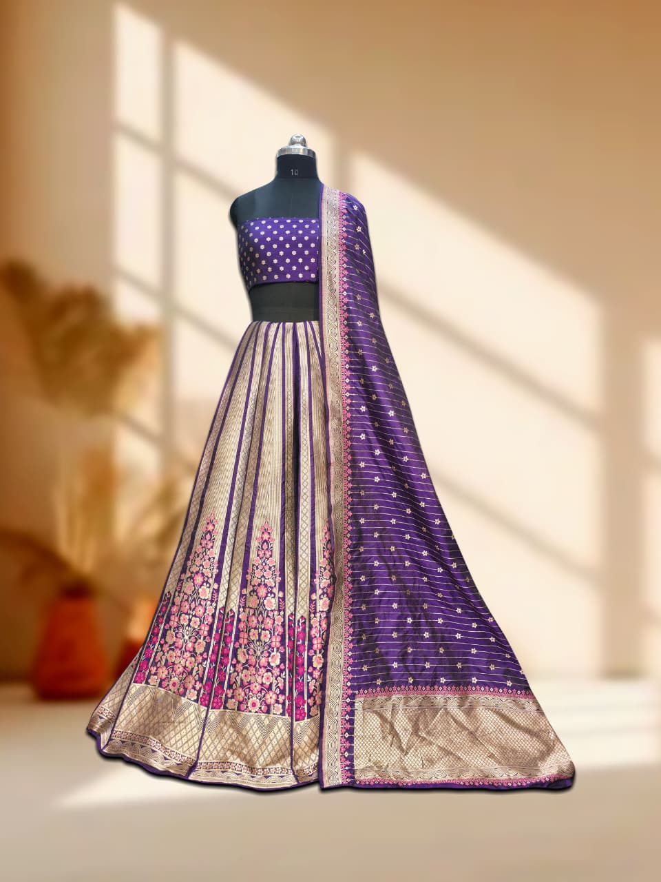 Handloom Banarasi Katan Silk Kalidar Lehenga