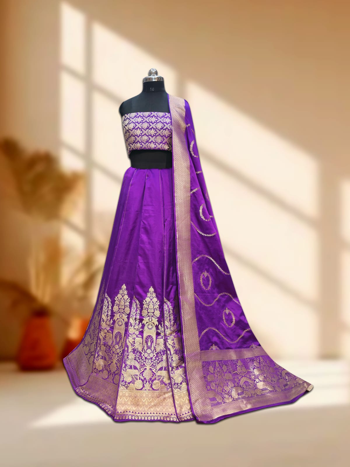 Handloom Banarasi Katan Silk Kalidar Lehenga