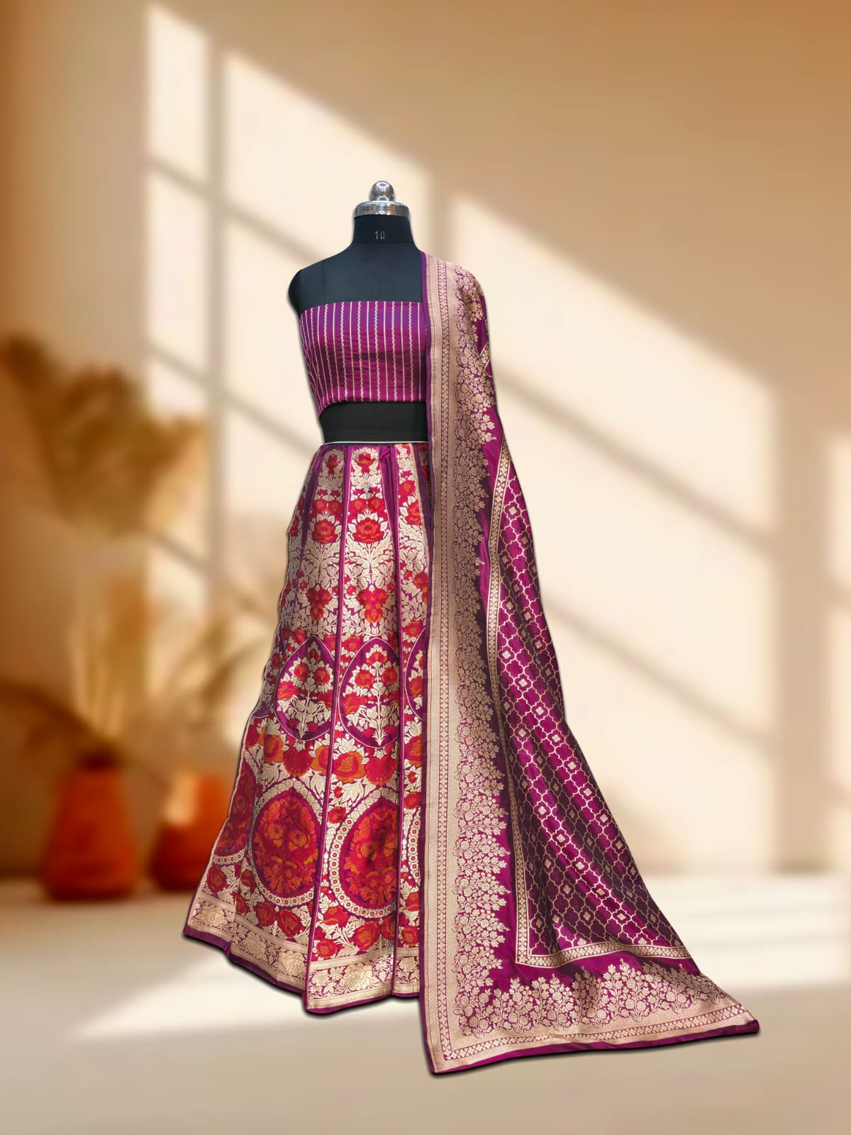 Handloom Banarasi Katan Silk Kalidar Lehenga