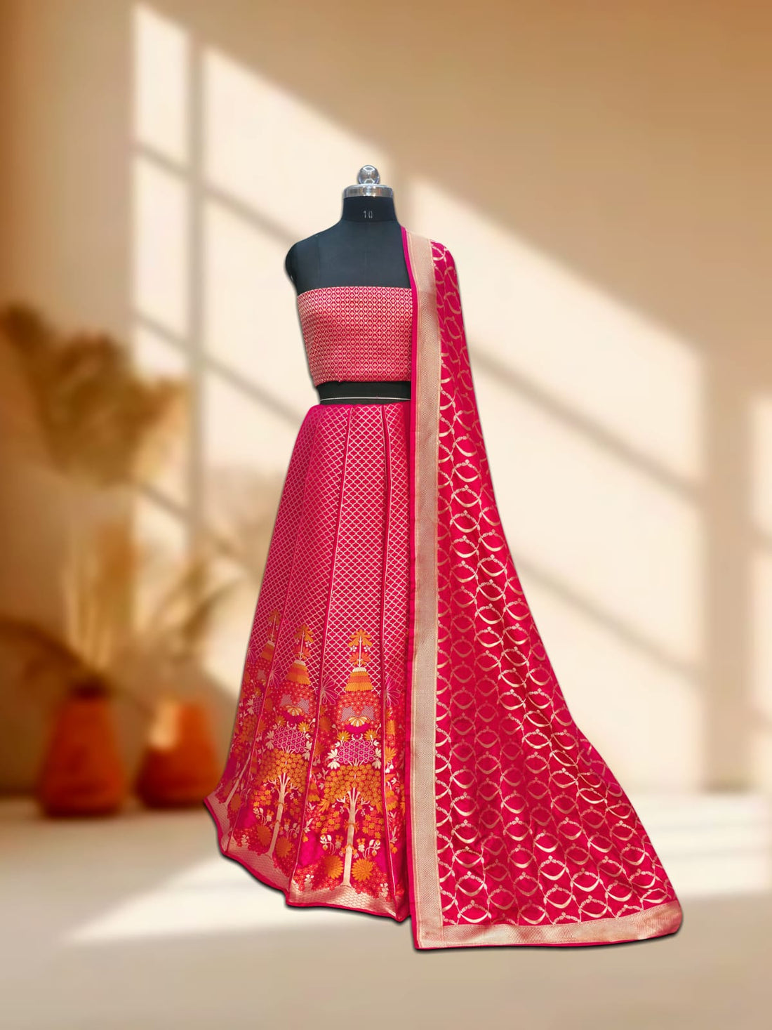 Handloom Banarasi Katan Silk Kalidar Lehenga