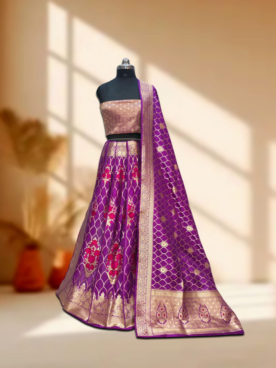 Handloom Banarasi Katan Silk Kalidar Lehenga