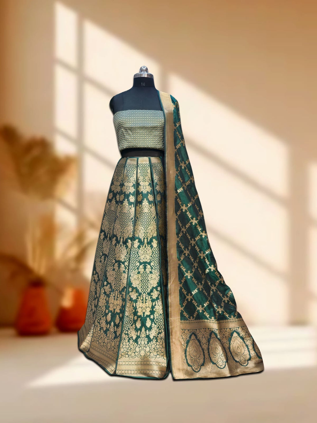 Handloom Banarasi Katan Silk Kalidar Lehenga