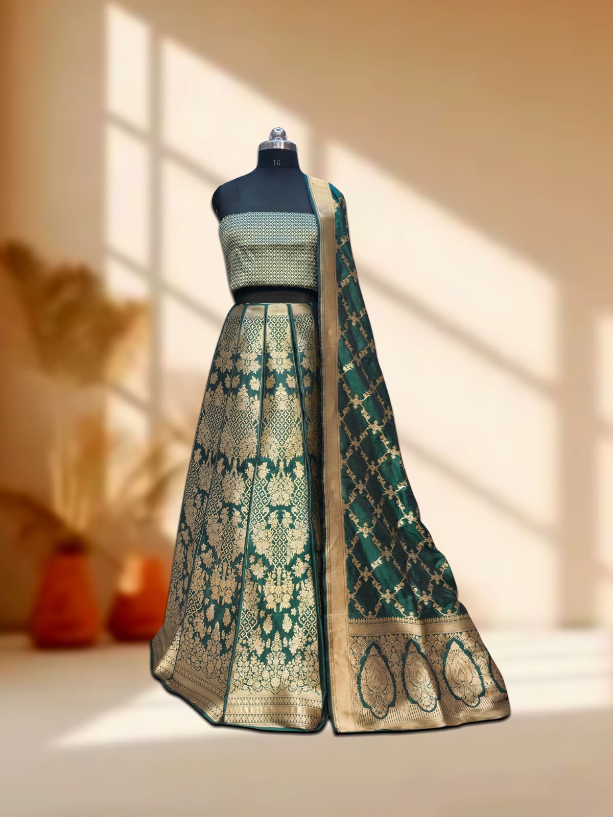 Handloom Banarasi Katan Silk Kalidar Lehenga