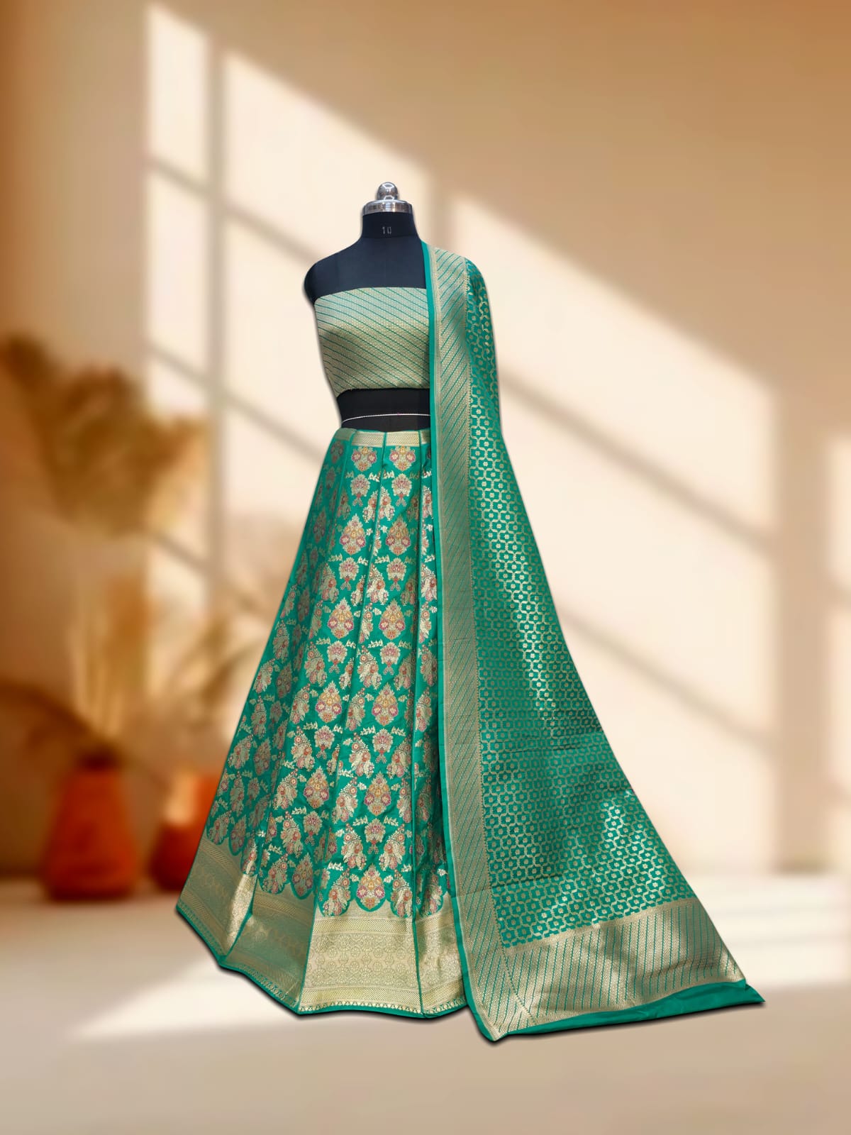 Handloom Banarasi Katan Silk Kalidar Lehenga