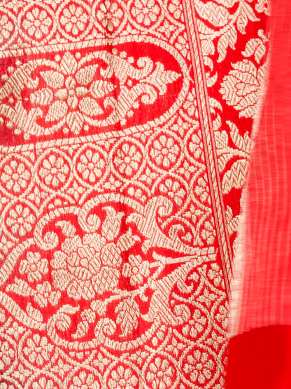 Handloom Banarasi Pure Katan Silk Saree in Maroon with Red Border - Khinkhwab