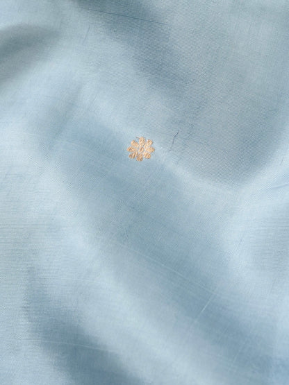 Handloom Banarasi Pure Katan Silk Ice Blue Saree with Nandi - Khinkhwab