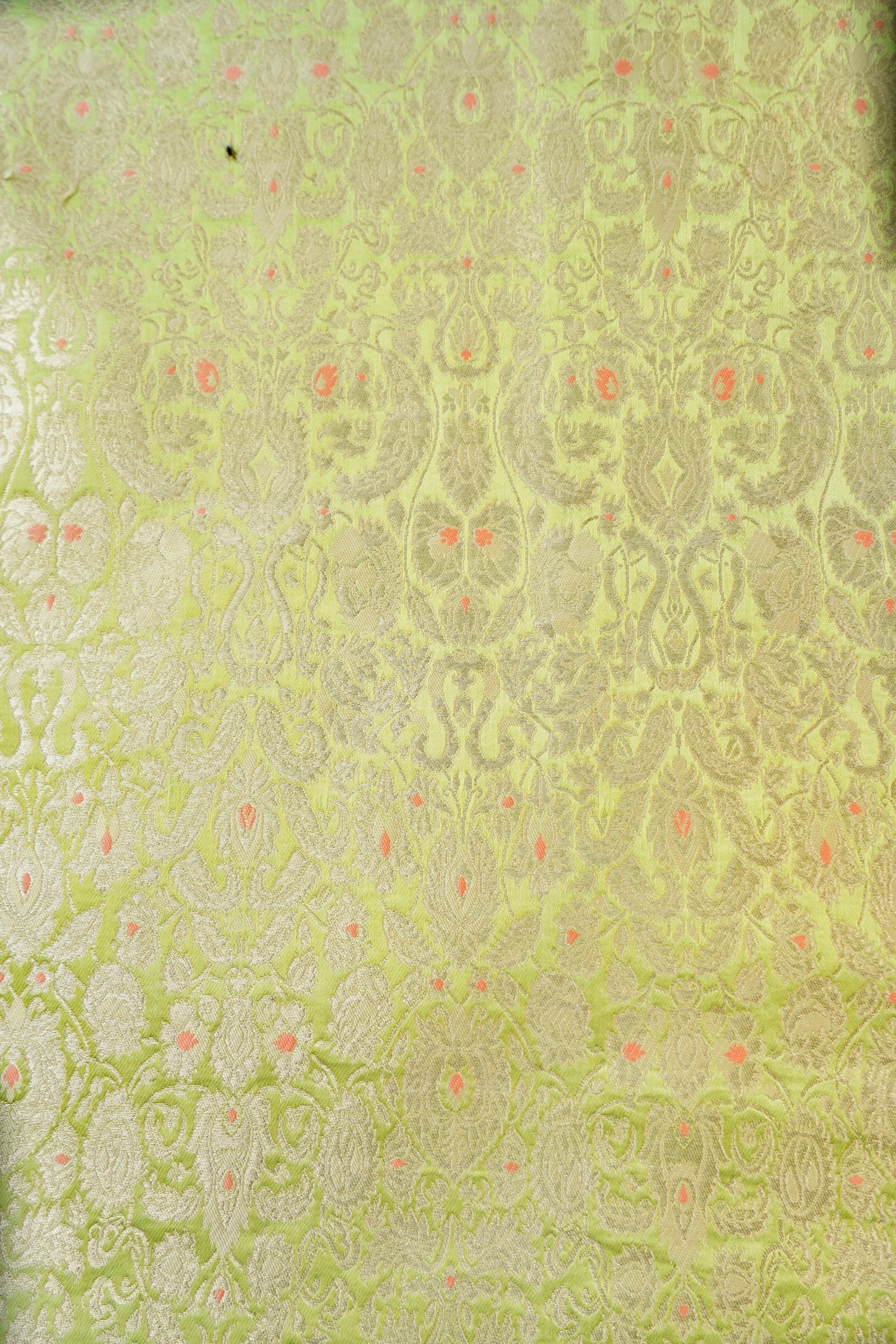 Banarasi Pure Kinkhab Silk Brocade Fabric in Lime Green - Khinkhwab