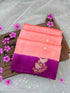 Handloom Banarasi Pure Katan Silk Kadwa Saree in Coral with Bird Motif - Khinkhwab