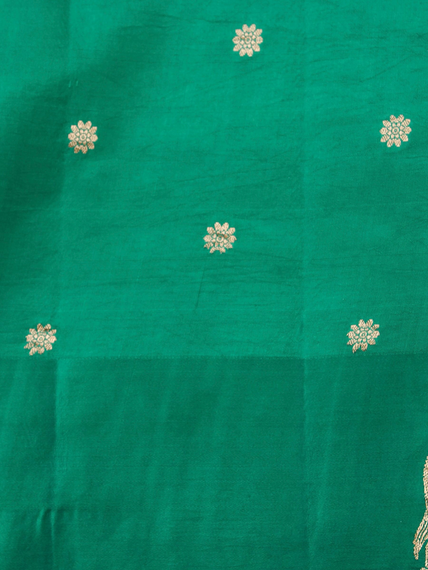 Handloom Banarasi Pure Katan Silk Kadwa Saree in Khaki with Standing Nandi - Khinkhwab