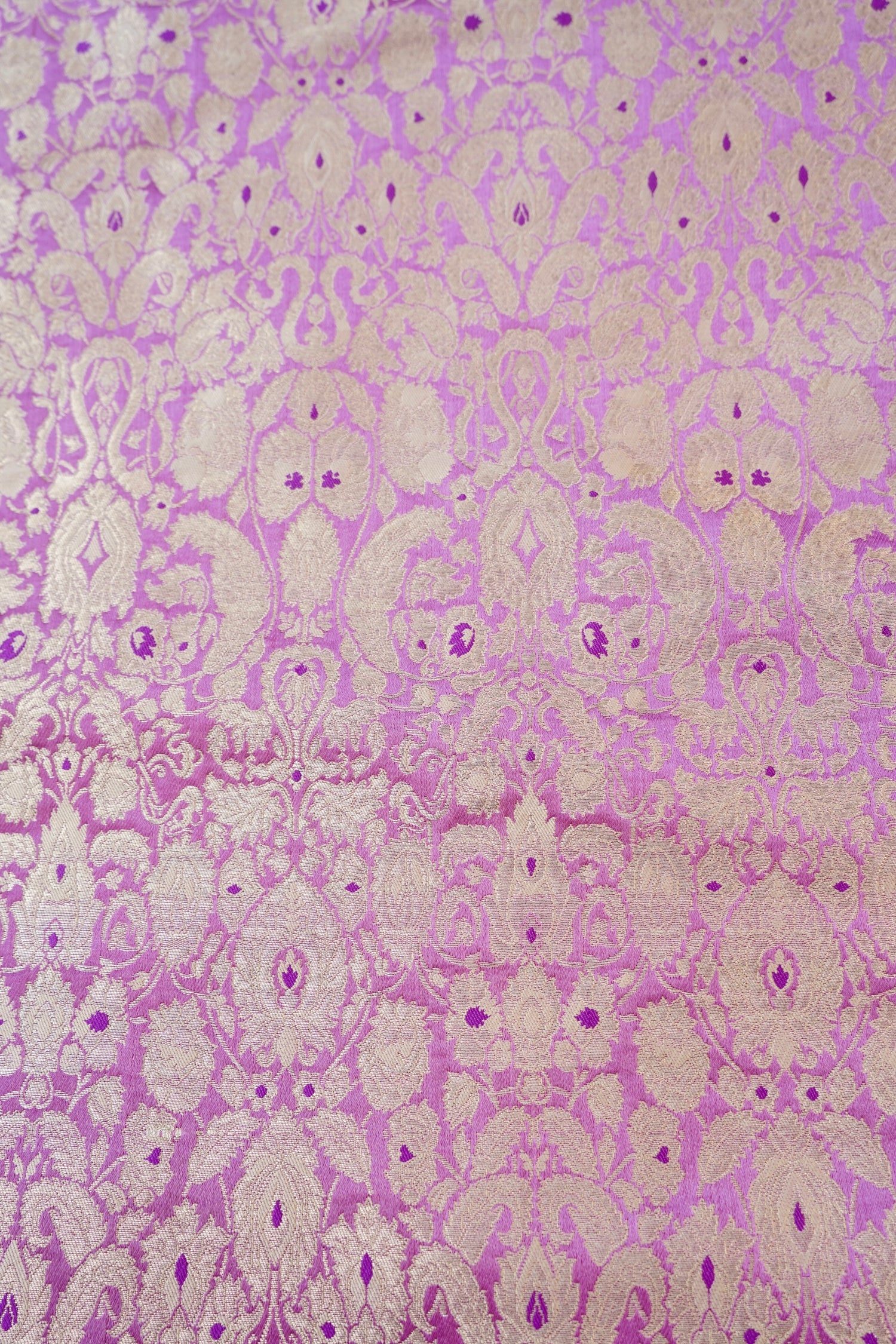 Banarasi Pure Kinkhab Silk Brocade Fabric in Lavender - Khinkhwab