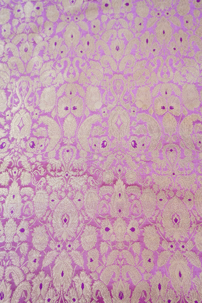 Banarasi Pure Kinkhab Silk Brocade Fabric in Lavender - Khinkhwab