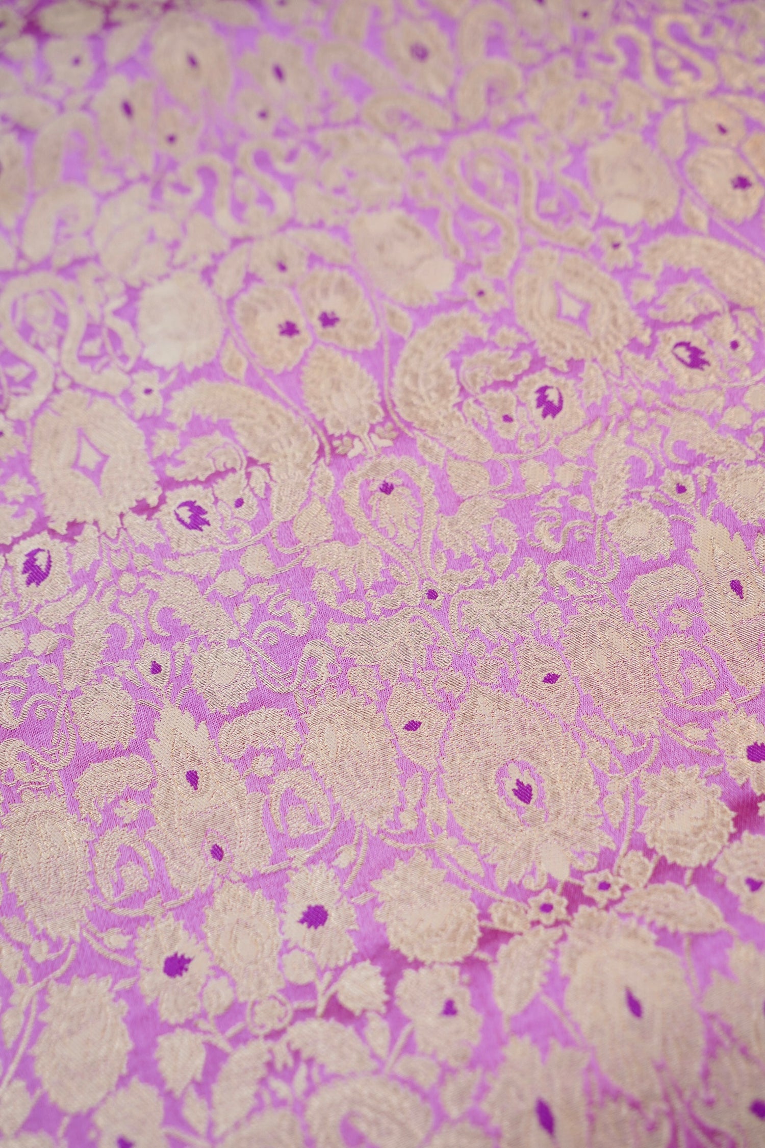 Banarasi Pure Kinkhab Silk Brocade Fabric in Lavender - Khinkhwab