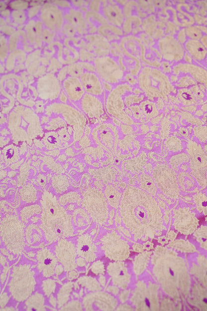 Banarasi Pure Kinkhab Silk Brocade Fabric in Lavender - Khinkhwab