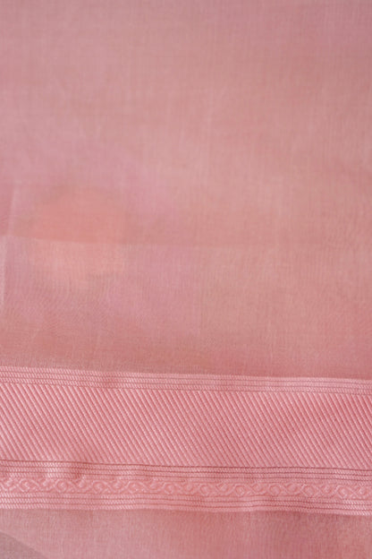Handwoven Banarasi Organza Silk Kadwa Saree in Blush Pink- Soglia