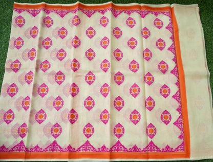 Handwoven Banarasi Organza Silk Kadwa Saree in Pista Cream - Soglia