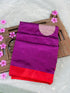 Handloom Banarasi Katan Silk Saree Purple Red Border - Khinkhwab