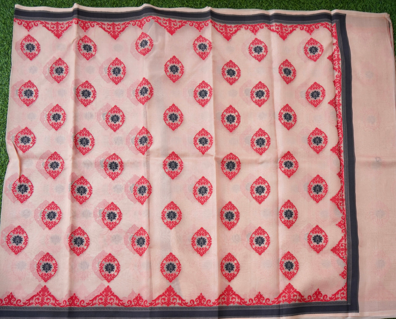 Handwoven Banarasi Organza Silk Kadwa Saree in Blush Peach- Soglia