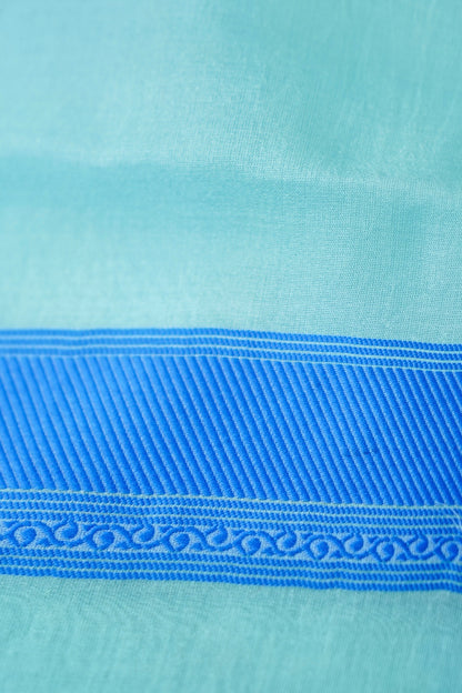 Handwoven Banarasi Organza Silk Kadwa Saree in Ice Blue- Soglia