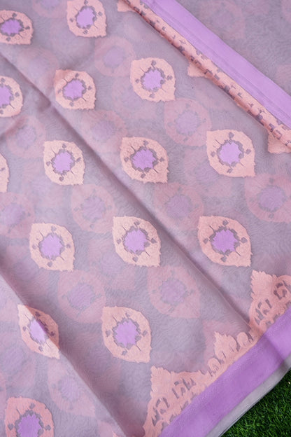 Handwoven Banarasi Organza Silk Kadwa Saree in Lilac- Soglia