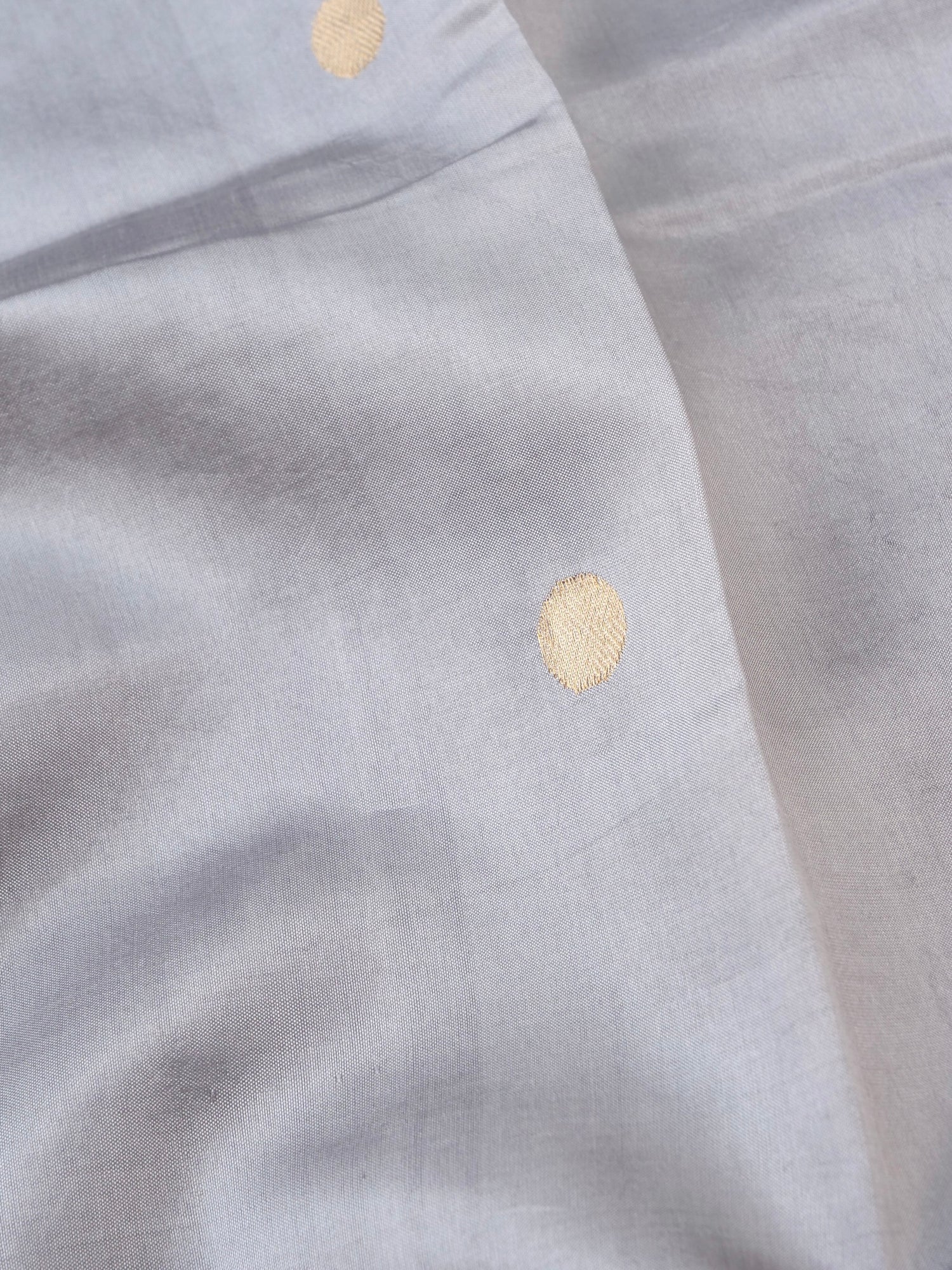 Handloom Banarasi Pure Katan Silk Kadwa Saree in Silver Grey with Bird - Khinkhwab